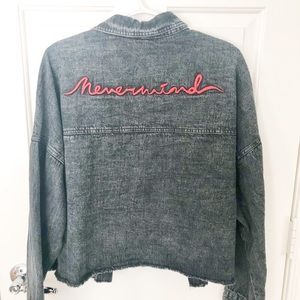 Embroidered Cropped Denim Jacket